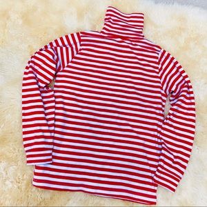 Red white striped turtleneck sweater top blouse
